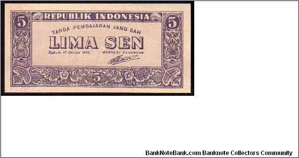 5 Sen
Pk 14 Banknote