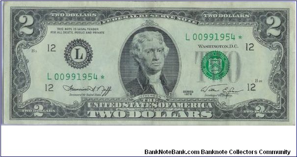 1976 $2 SAN FRANCISCO FRN STAR NOTE Banknote