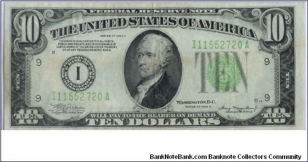 1934 A $10 MINNEAPOLIS FRN MULE NOTE Banknote