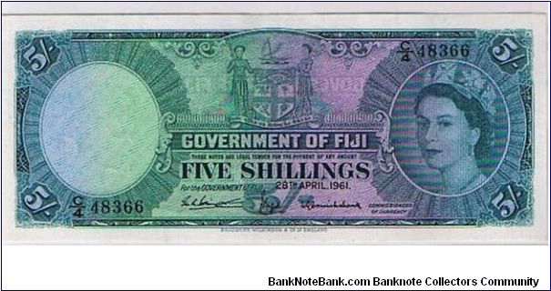 GOVERNMENT OF FIJI-
 5/- Banknote