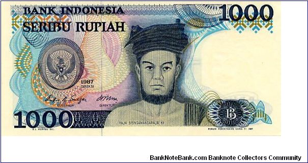 1000 Rupiah
Blue/Red/
Coat of arms & Raja Sisingamangaraja XII
Yogyakarta Court 
Wtrmrk Raja Sisingamangaraja XII Banknote