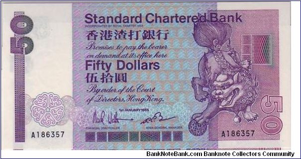 H.K. CHARTERED BANK $50 2ND SERIES Banknote