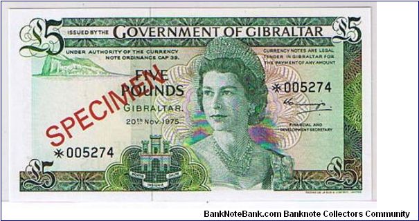 GIBRALTAR-
 5 POUNDS Banknote