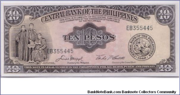 1949 BANK OF THE PHILIPPINES 10 PESOS


P136e Banknote