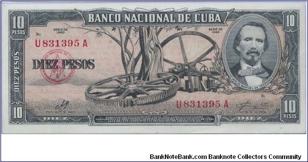 1960 BANCO NACIONAL DE CUBA 10 *DIEZ* PESOS Banknote