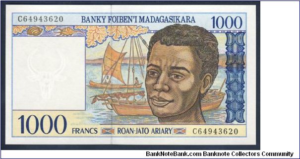 Madagascar 1000 Francs 1994 P76. Banknote