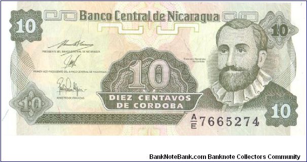 1991-92 BANCO CENTRAL DE NICARAGUA 10 *DIEZ* CENTAVOS

P169 Banknote