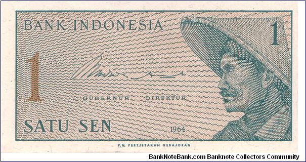 1964 BANK INDONESIA 1 SEN

P90 Banknote