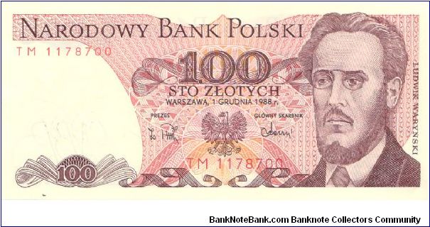 1988 NARODOWY BANK POLSKI 100 ZLOTYCH

P143e Banknote