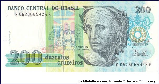 1990 BANCO CENTRAL DO BRASIL 200 *DUZENTOS* CRUZEIROS

P229 Banknote