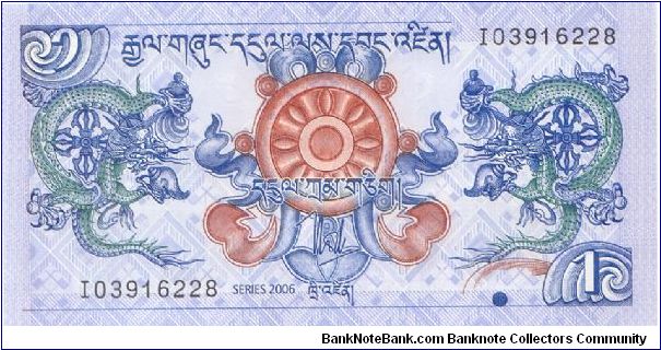 1986 ROYAL MONETARY AUTHORITY OF BHUTAN 1 NGULTRUM

P12 Banknote