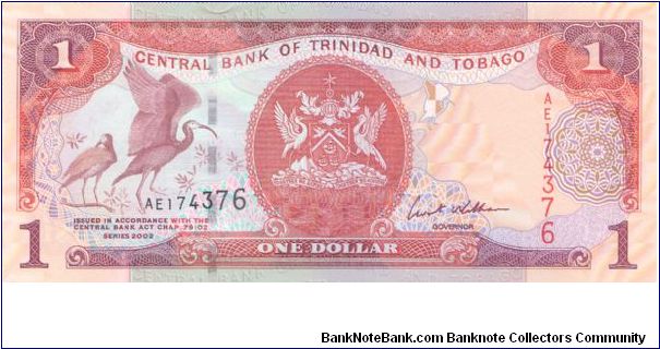 2002 CENTRAL BANK OF TRINIDAD & TOBAGO 1 DOLLAR

P41 Banknote