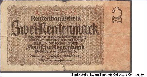 P174
2 Rentenmark Banknote