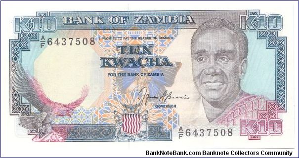 1991 ND BANK OF ZAMBIA 10 KWACHA

P31b Banknote