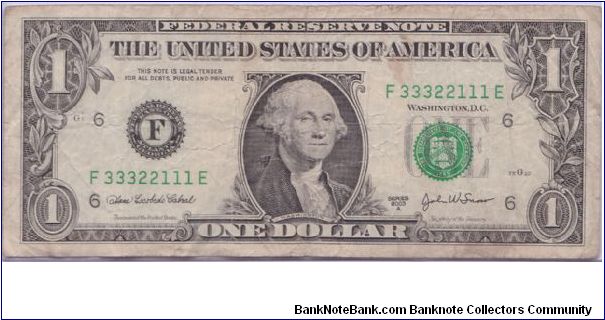 2003 A $1 ATLANTA FRN 

**TRINARY LADDER** Banknote
