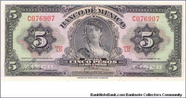 1961 BANCO DE MEXICO 5 *CINCO* PESOS

P60g Banknote