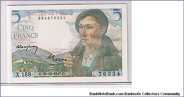 FRANCE 5 FRANCS Banknote