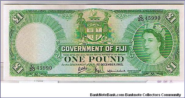 GOVERNMENT OF FIJI
 1 POUND Banknote