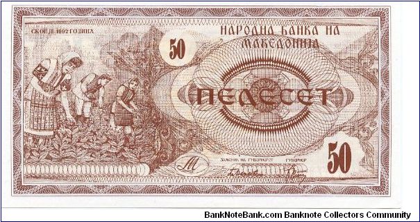 50 Denar
Brown
Farmers harvesting 
Llinden monument in Krushevo Banknote