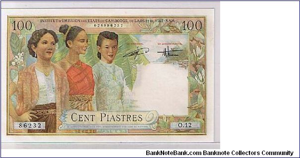 FRENCH INDO-CHINA
100 PIASTRES.VERY POPULAR AND IS ONE OF THE PRETTIER IN INDO- CHINA Banknote