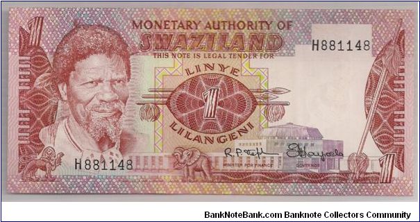 Swaziland 1 Lilangeni 1974 P1. Banknote