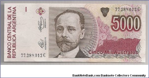 Argentina 5000 Australes 1989 P330. Banknote