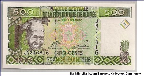 Guinea 500 Francs 1998 P36. Banknote