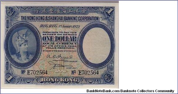 HSBC $1 1929 SCARCE Banknote