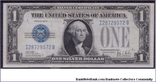 1928 B $1 SILVER CERTIFICATE

**FUNNY BACK**

#1 OF 2 CONSECUTIVE Banknote