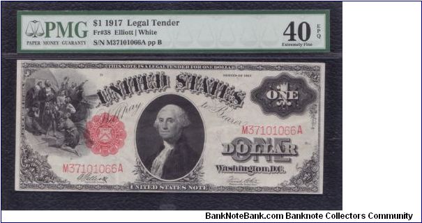 1917 $1 LT

ELLIOTT/WHITE

**PMG 40**

FR#38 Banknote