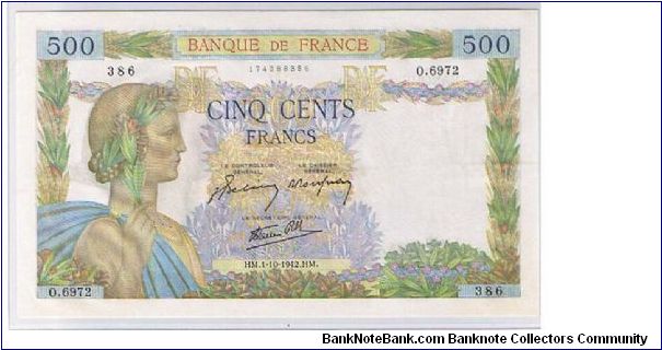 BANK OF FRANCE 500 FRANCS Banknote