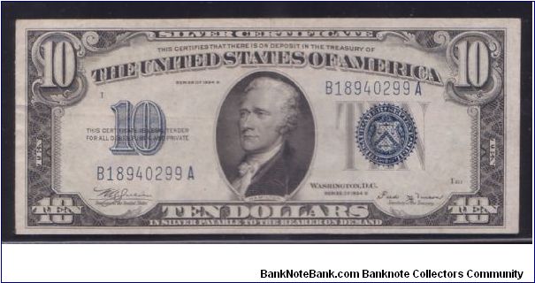 1934 B $10 SILVER CERTIFICATE

**KEY NOTE**

**PCGS 35 VF** Banknote