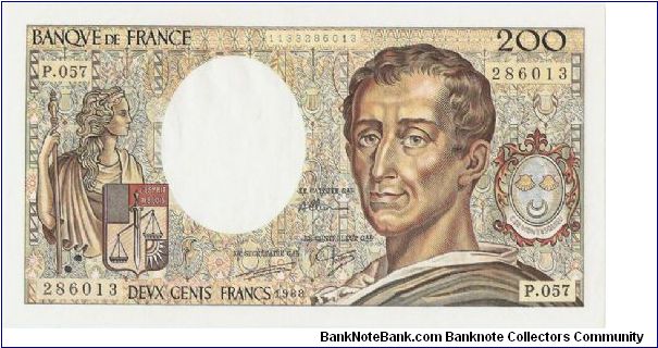 200 Francs 'Montesquieu' Banknote