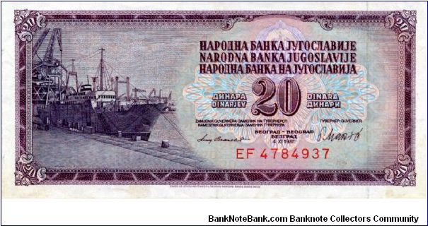 Socialist Federal Republic of Yugoslavia
20d
Ship & docks
Value Banknote