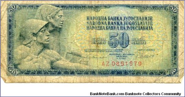 Socialist Federal Republic of Yugoslavia
50d
Relief by Ivan Meštrovic at the Federal Parliament building
Value Banknote