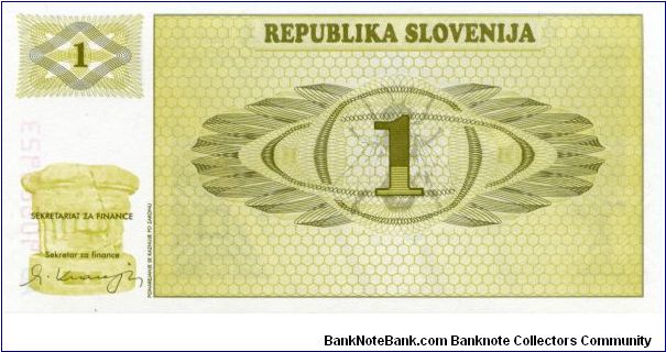 1Tolar 
Olive 
Bee 
Triglav mountain Banknote