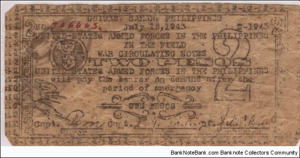 SMR-426a Samar 2 Pesos note. Banknote