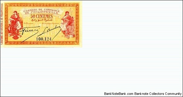 ALGERIA,Town of PHILIPPEVILLE (Now Town of SKIKDA),50 Centimes 10 Novembre 1914 PHILIPPEVILLE Banknote