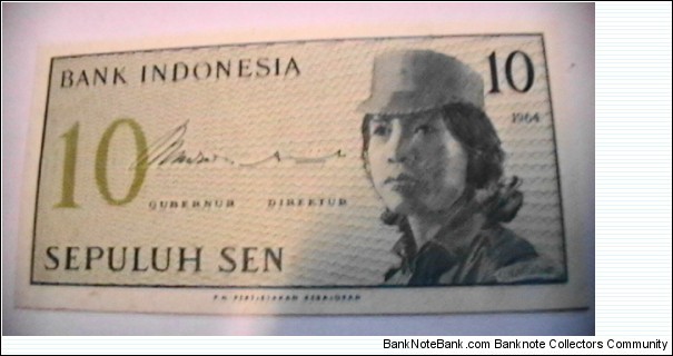 Indonisia 1964 10 Sen KP# 92  Banknote