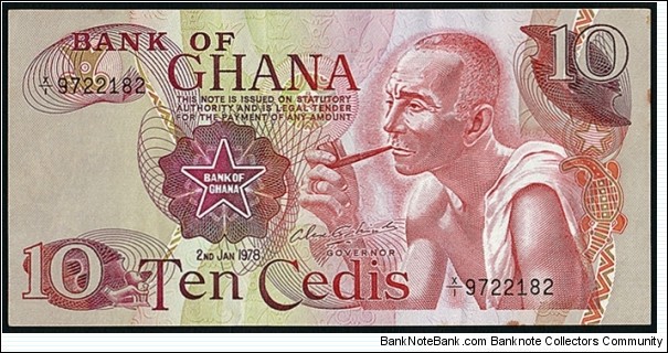 Ghana 1978 10 Cedis. Banknote