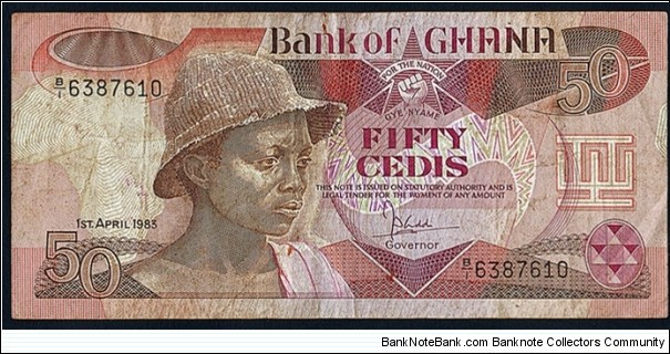 Ghana 1983 50 Cedis. Banknote