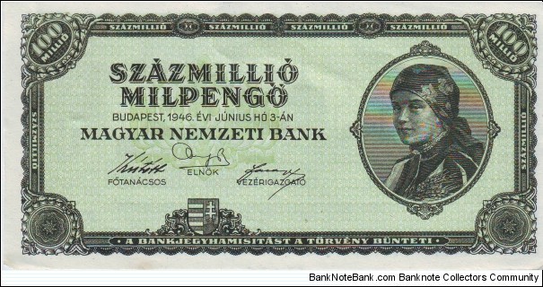  100,000,000 Pengo Banknote