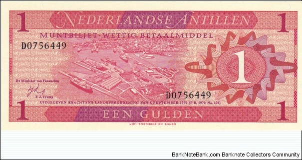 Netherlands Antilles P20a (1 gulden 8/9-1970) Banknote