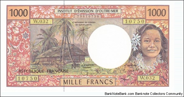 French Pacific Territories P2g (1000 francs ND 2003) Banknote