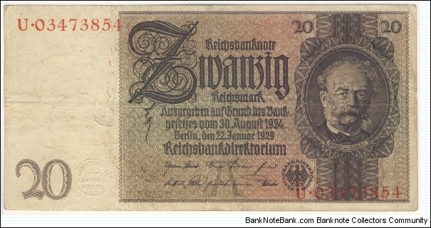 20 Reichsmark(Weimar Republic 1929) Banknote