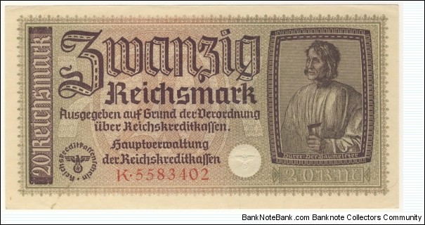 20 Reichsmark/german occupied territory(Third Reich 1939-1945) Banknote