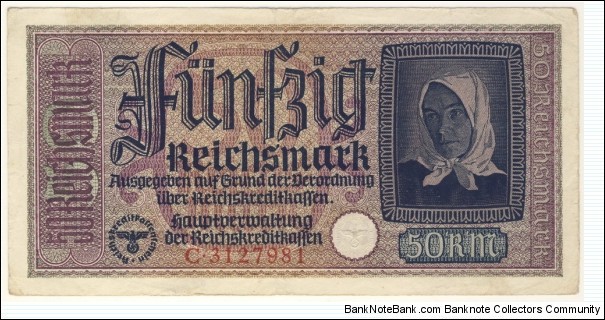 50 Reichsmark/german occupied territory(Third Reich 1939-1945) Banknote