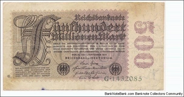 500.000.000 Mark(Weimar Republic 1923) Banknote