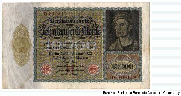 10'000 Mark__pk# 70__(H)__19.01.1922 Banknote
