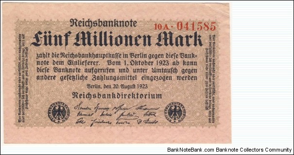 5.000.000 Mark(Weimar Republic 1923) Banknote